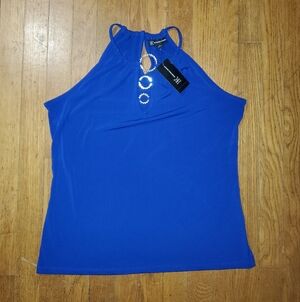 INC International Concepts Blue Cut Out Tank Top
